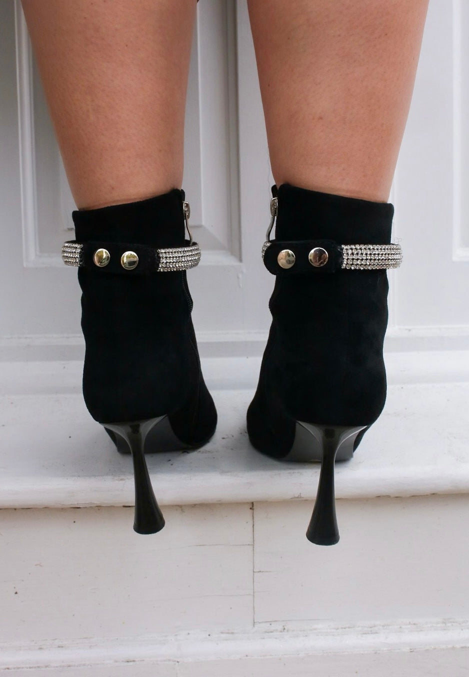 Sparkle & Suede Heeled Booties