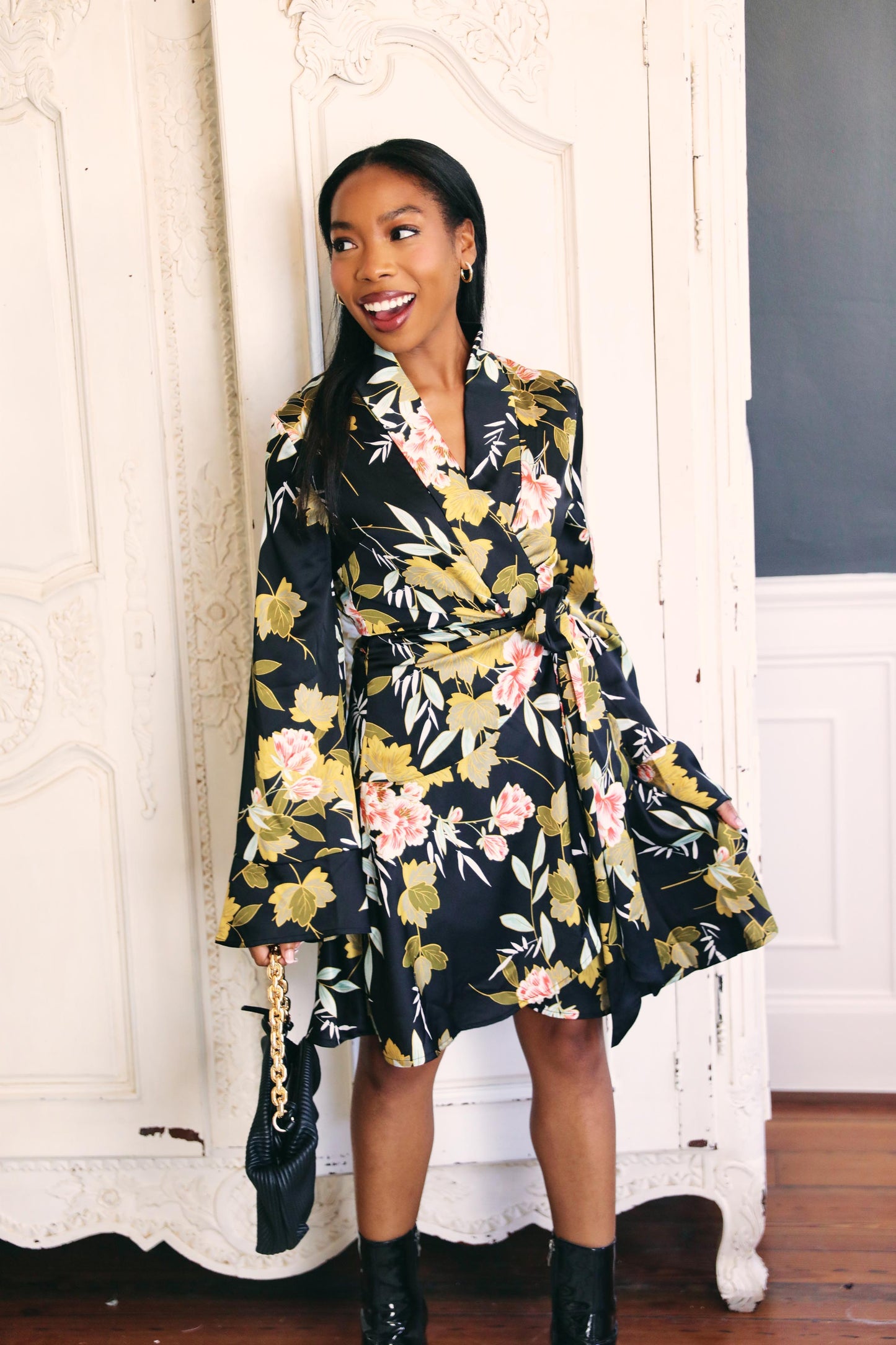 Fall Florals Wrap Dress