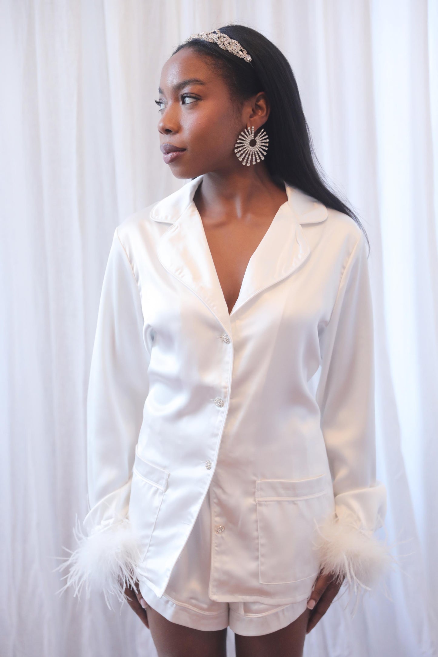 Early Mornings Pajama Top in White