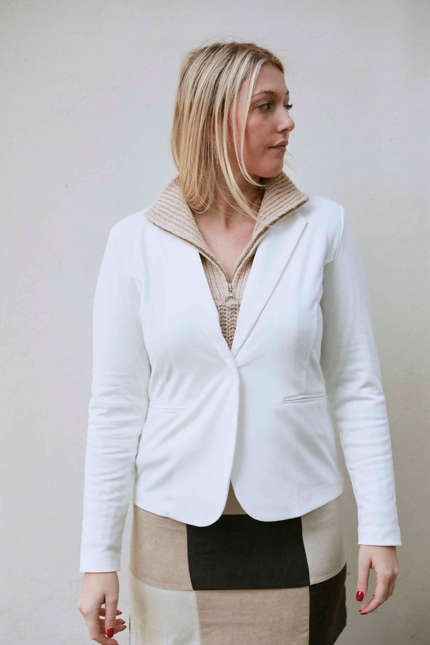 “Extra Foam Please” White Blazer