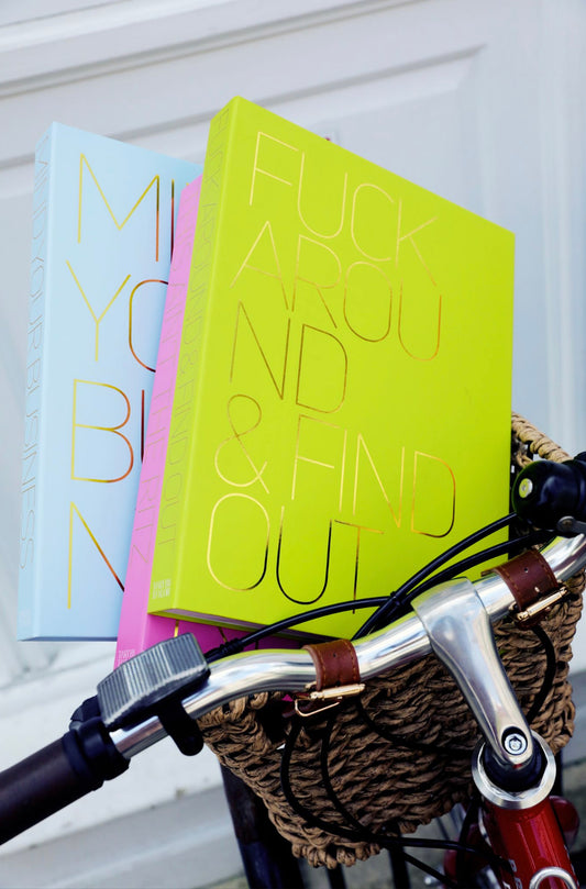 “F*** Around & Find Out” Faux Book Storage Box in Chartreuse