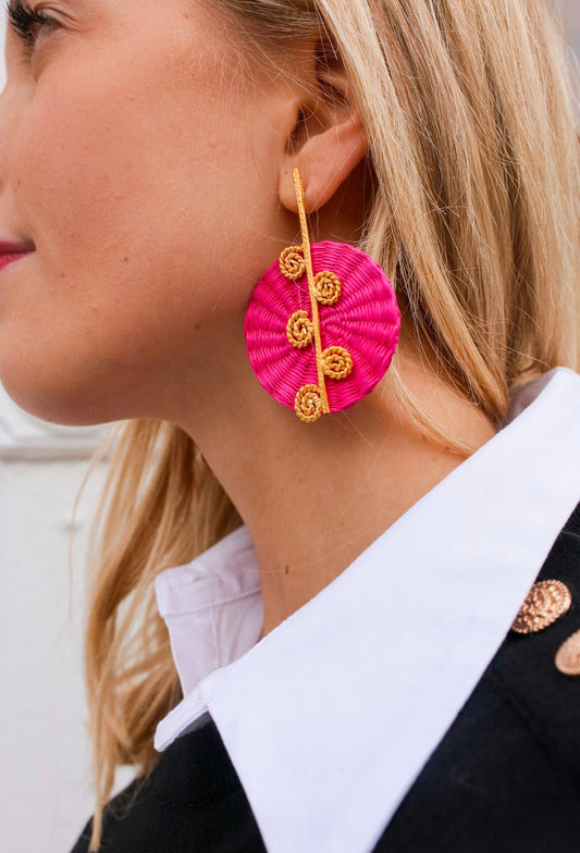 Woven Elegance Earrings in Pink