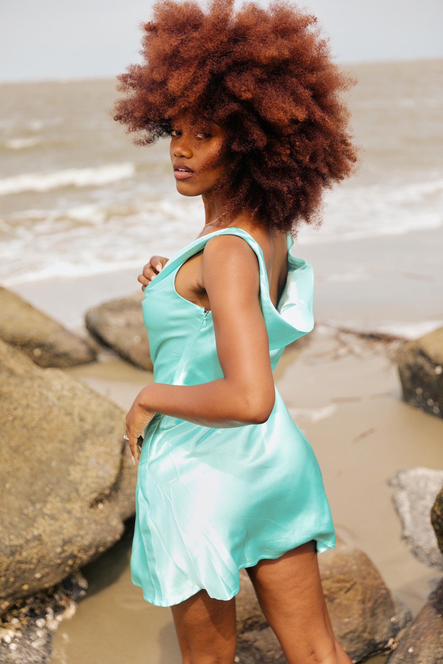 Seafoam Satin Dress
