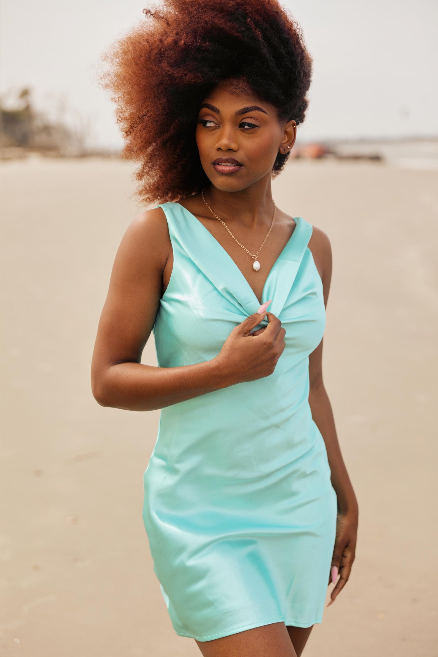 Seafoam Satin Dress